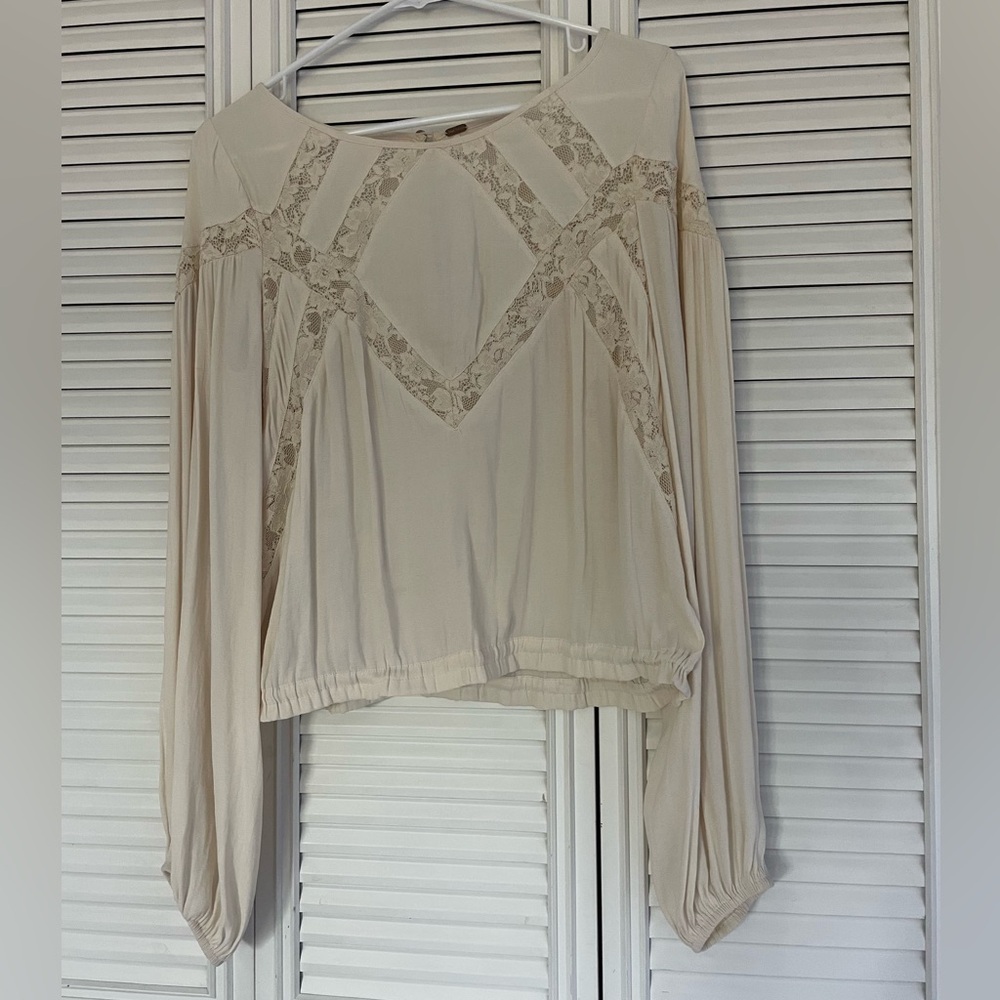Free people long sleeve shirt with lace detail